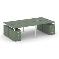 Рабочая станция 4 места с 2 двухсторонними опорными тумбами