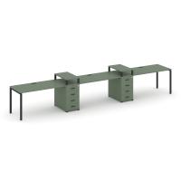 Рабочая станция 3 места с 2 опорными тумбами