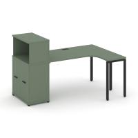 Стол эргономичный с опорным распаш. шкафом с надставкой низ.